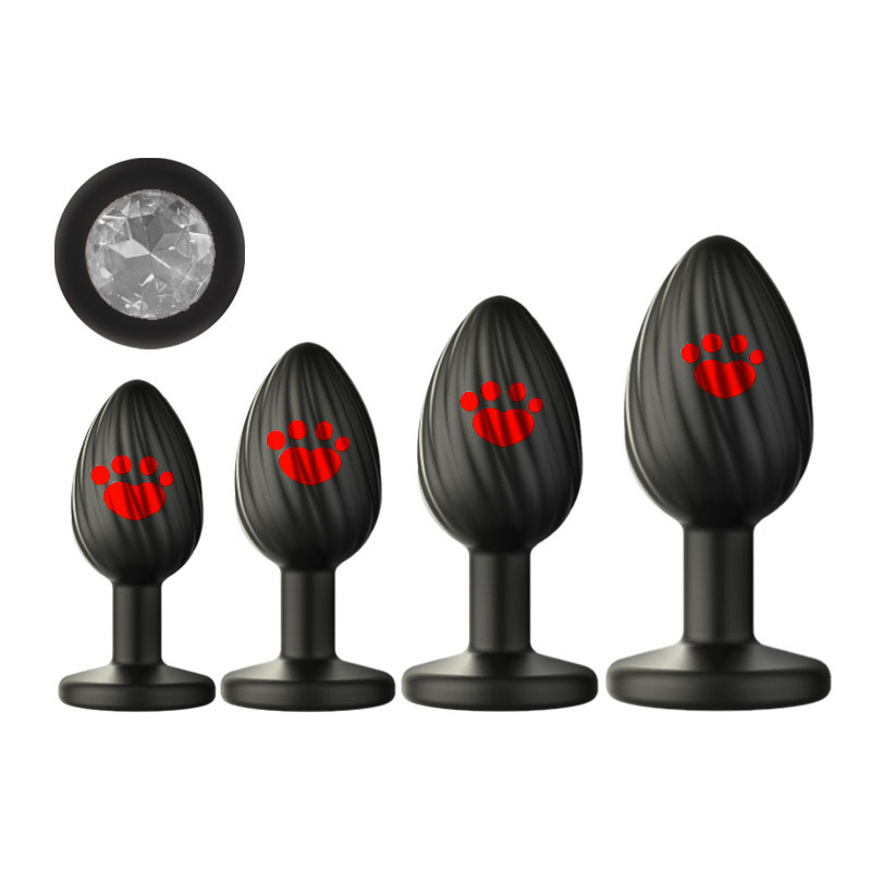 Cat Claw Threaded Silicone Anal Plug with Diamond Detail, Textured Butt Plug, Velvet Pouch Included — detail image 11
