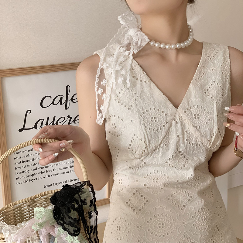 Pañuelo de seda de encaje, tira larga, sensación de alta calidad, nueva bolsa de toalla de seda, envoltura, bufanda decorativa, collar de perlas, cadena de clavícula