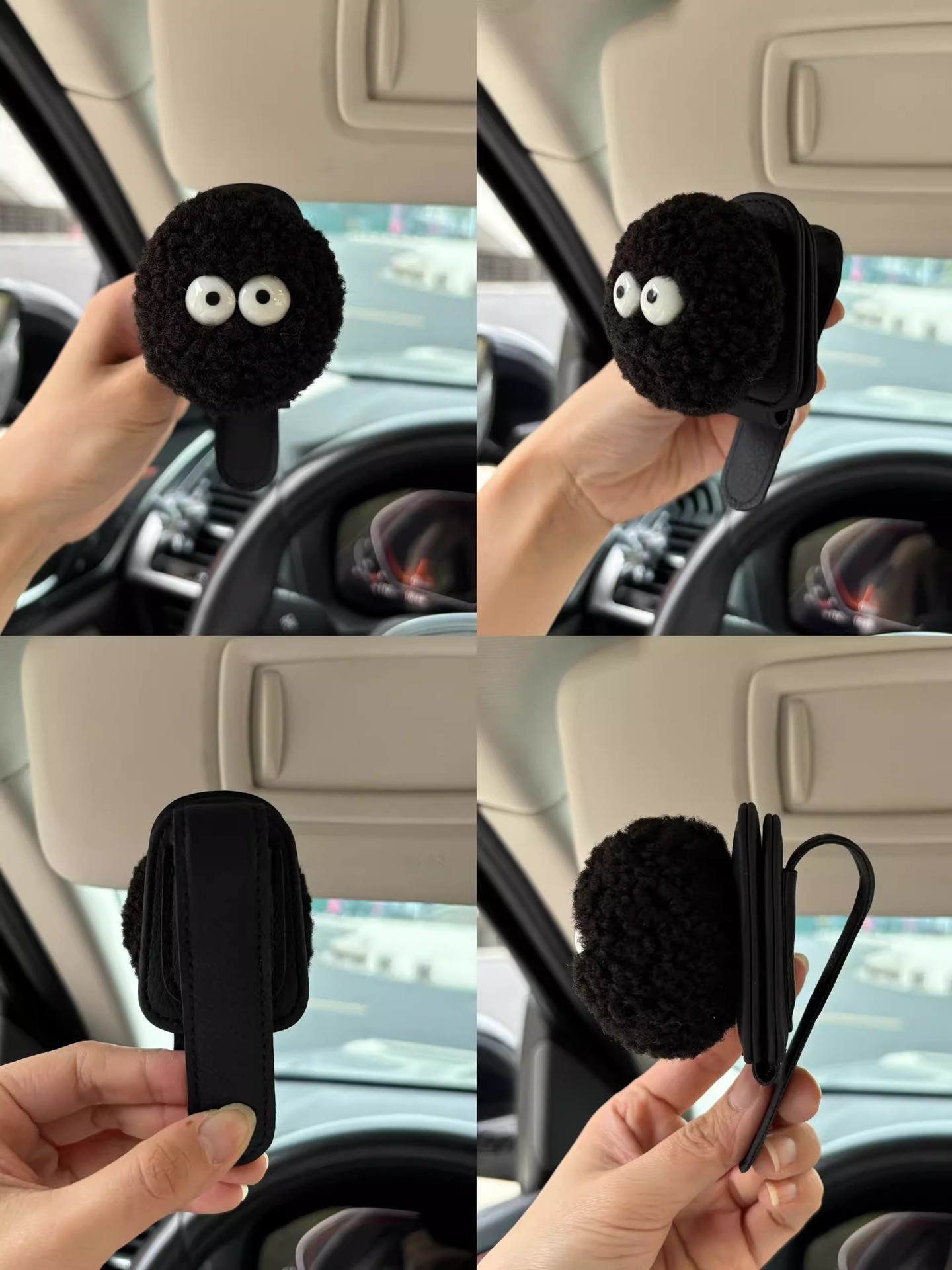 Multifunctional Car Glasses Holder Car Glasses Holder Leather Car Sun Visor Storage Box Car Sunglasses Holder Card Holder
