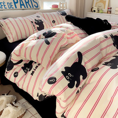 Cartoon Washed Cotton Four-Piece Set Wholesale 2024 Spring Cute Bedding Set Nantong Home Textiles Bed Set of Three