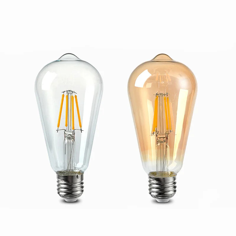 Edison retro bombilla E27 lámpara de ahorro de energía 8W transparente luz amarilla atmósfera iluminación lámpara decorativa st64 bombilla 110V