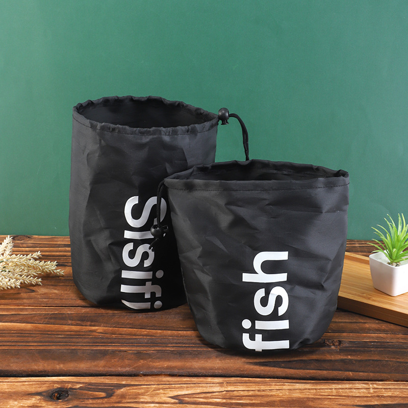 黑色束口袋24年新款涤纶牛津布抽绳束口收纳袋包束口袋印刷logo