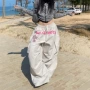 字母美式辣妹印花伞兵裤