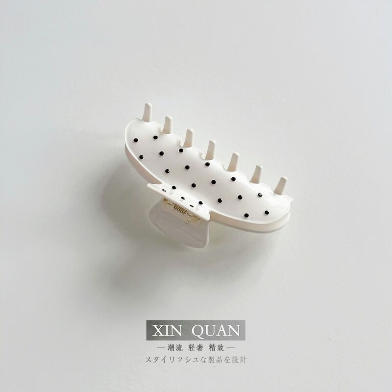 法式复古波点抓夹ins韩代款高级感时髦赫本风镶钻鲨鱼夹发饰|undefined