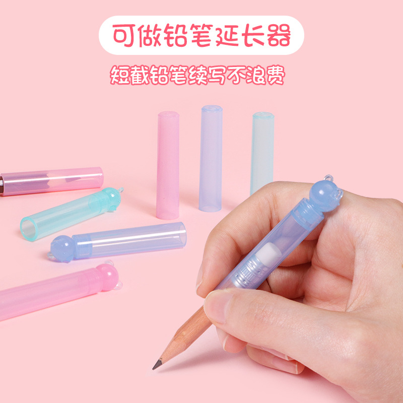 Chenqi papelería tapa de la pluma de color Niños Estudiantes de la escuela primaria correcta sosteniendo la pluma corrector pegamento suave extensor de lápiz de silicona