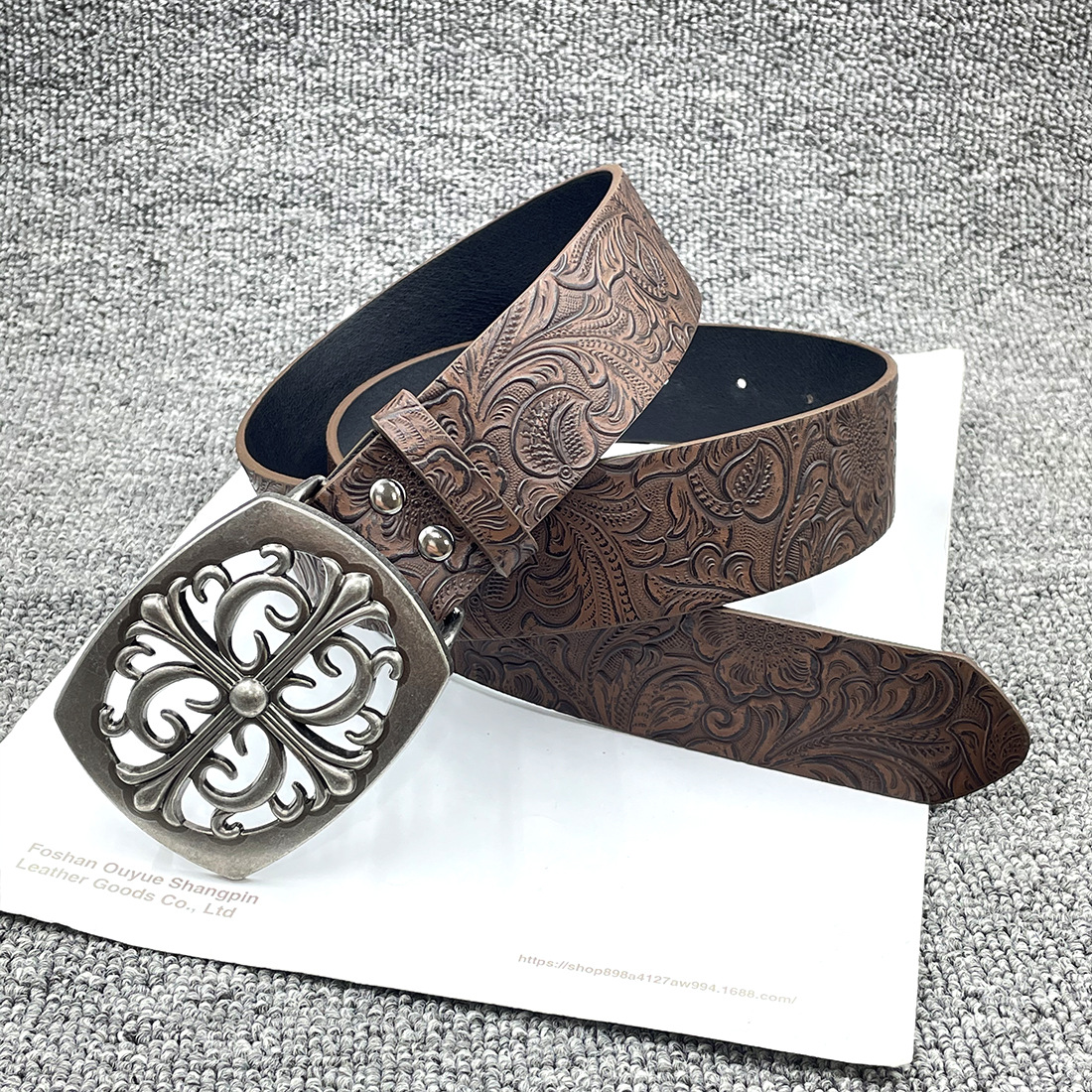 [embossed brown] no. 2 belt / 110cm total length 3.8cm width