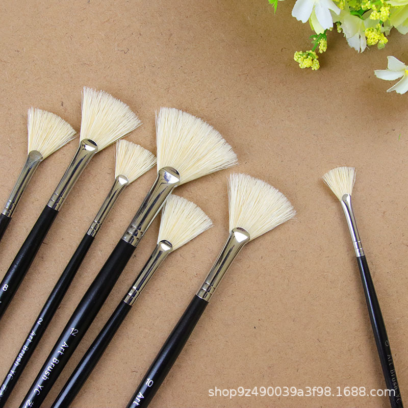 Pincel de cerdas de jabalí, pincel de pintura al óleo acrílico, pincel de pintura acrílica de acuarela gouache, pincel de abanico de cerdas de jabalí individual