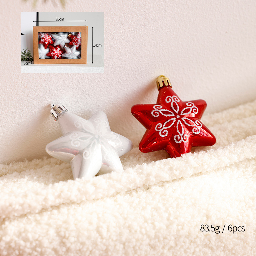 Bola de Navidad roja bola de plástico árbol estrella superior decoración del árbol de Navidad casa colgante donut PVC bola en caja