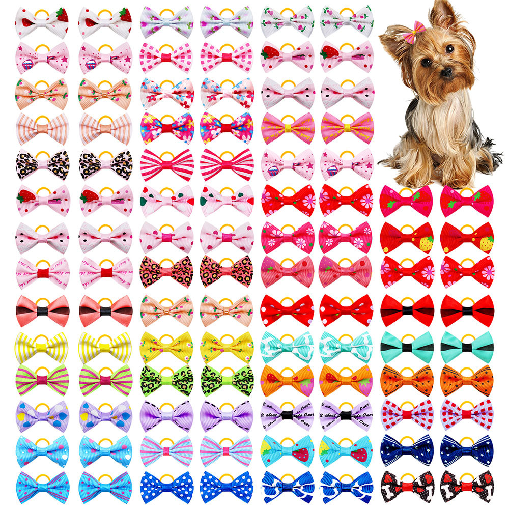 Cross-Border Hot-Selling Pet Hair Accessories, Bow Hair Clips, Hair Ties for Small Dogs, Wholesale in Stock, Customizable