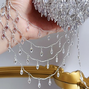 White Moonlight DIY Chain High Color Retention Pure White Water Drop Zircon Chain Horse Eye Zircon Lolita Jewelry Material