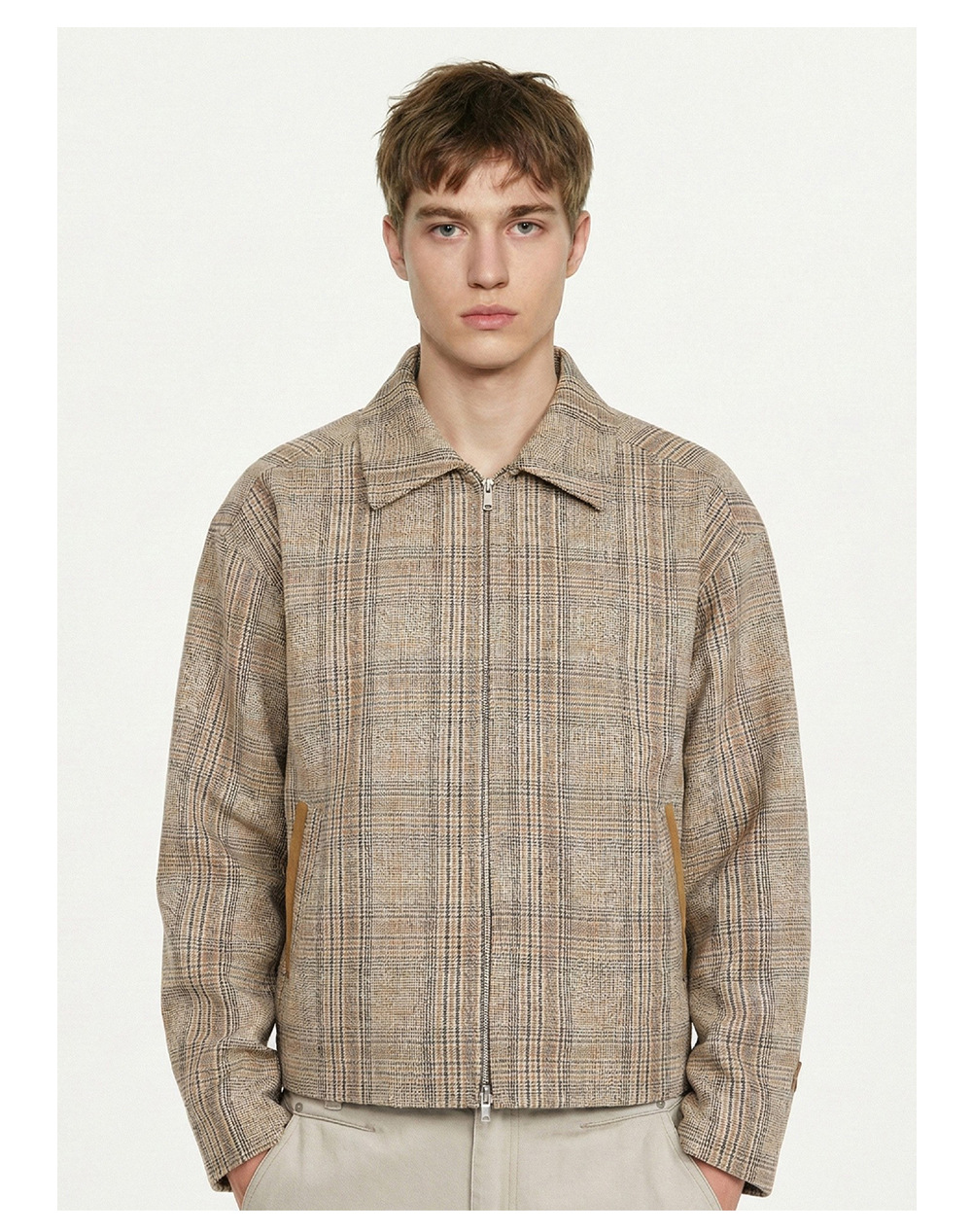 MADEEXTREME Prince of Wales Plaid Zip-Up Loose Jacket
