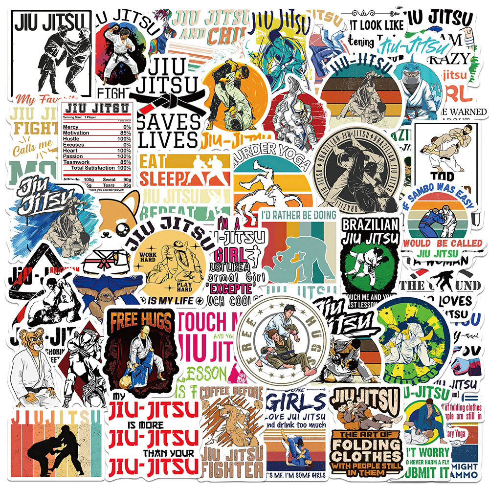 50 Cartoon Judo Jiu Jitsu Graffiti Stickers Decorative Luggage Motorcycle Notebook Waterproof Stickers