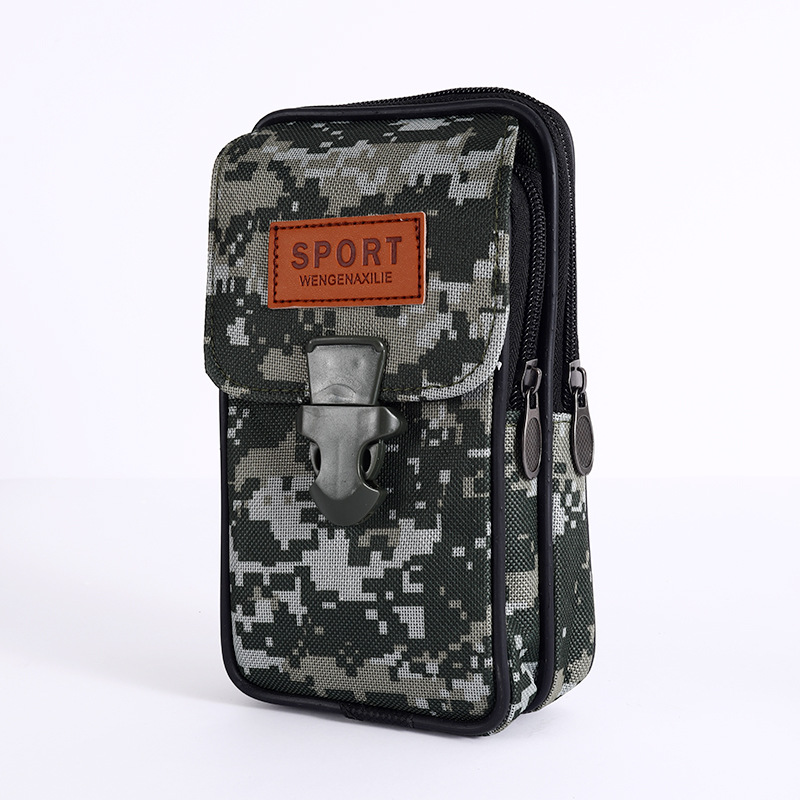 New 7inch Camouflage Mobile Phone Bag Multifunctional Durable Belt Mobile Phone Bag Horizontal and Vertical Waist Bag Manufacturer Wholesale