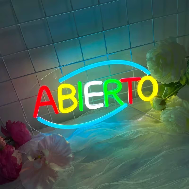 Кросс-граничный светодиодный испанский ABIERTO неоновый свет кафе бар вывеска