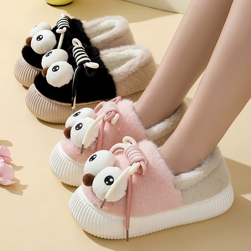 Хлопковые тапочки леди осень зима 2024 новый крытый домашний мультфильм нескользящий