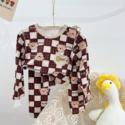 Large size one piece drop shipping children's Lycra suit underwear long-sleeved boys and girls boneless ginger two-piece autumn clothes and long pants