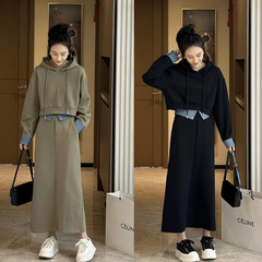 大きいサイズの婦人服の秋の衛衣のスーツの洋気の年齢を減らして太っているmm200斤はやせている半身のスカートのファッションの2つのセットを現します。