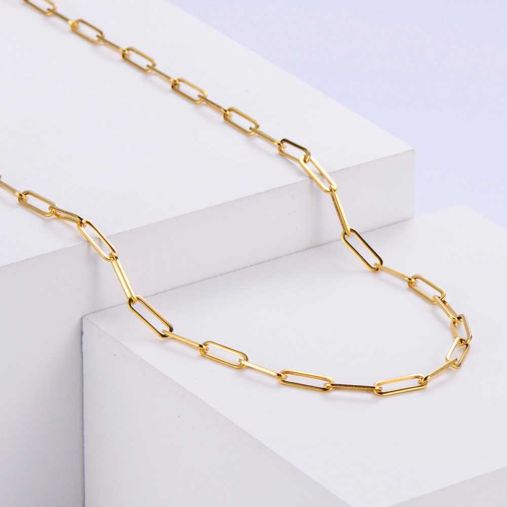 304 Stainless Steel 18K Gold Plated Simple Style Geometric Necklace display picture 4