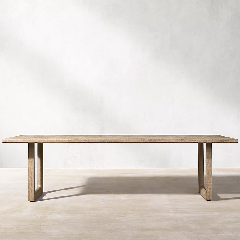 Mesas y sillas de madera maciza Patio al aire libre Mesa de comedor nórdica Sillas Villa al aire libre Hotel Combinación de muebles simples de teca vieja