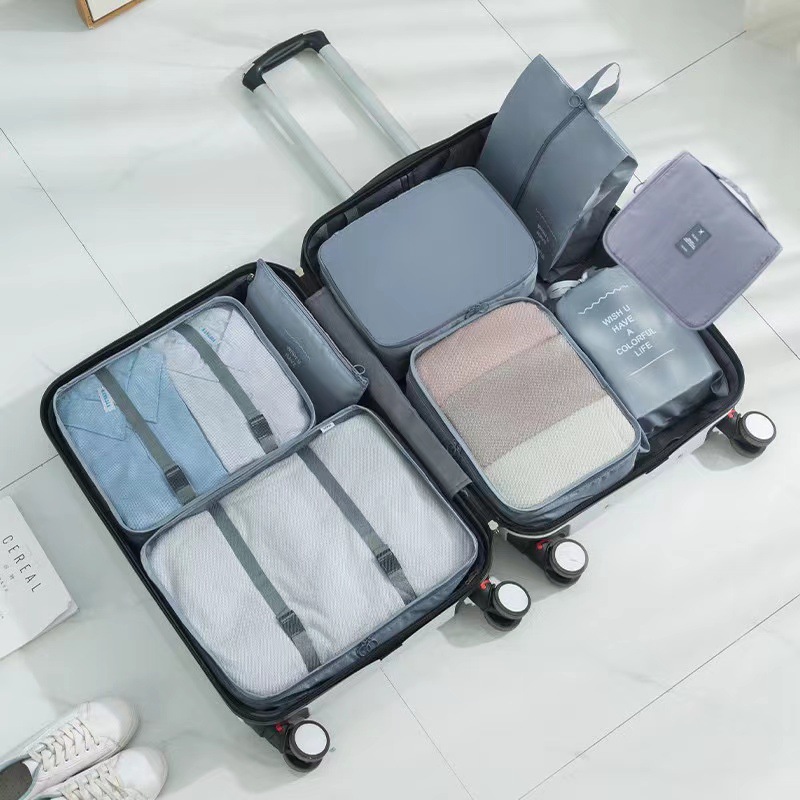 Bolsa de almacenamiento de viaje transfronterizo conjunto de siete piezas de ocho piezas de gran capacidad de equipaje de viaje clasificación de ropa bolsa de organización traje