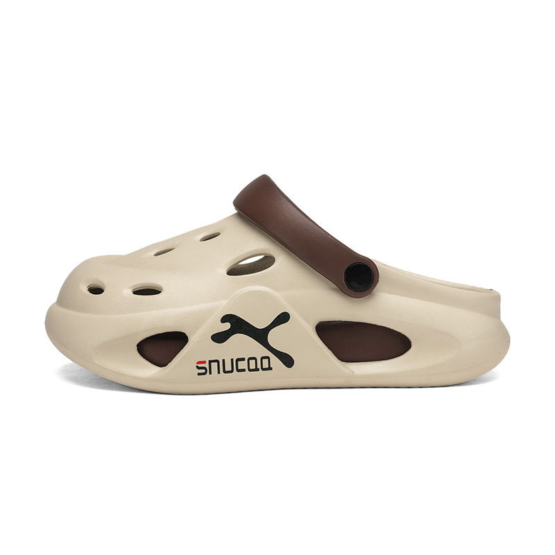 Verano al aire libre suela gruesa antideslizante pisando mierda zapatos con agujeros comercio exterior para hombres moda de gran tamaño playa de doble uso sandalias y zapatillas Baotou
