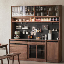 北欧实木黑胡桃木积木餐边柜现代简约储物高柜置物茶水柜靠墙家具