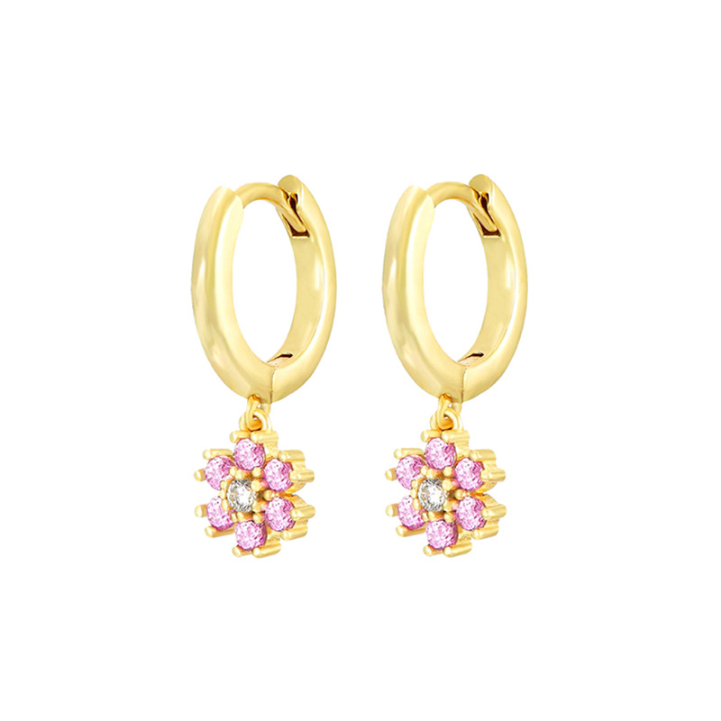 3g Weight Copper Ear Needle Material Zircon Inlay Material Drop Earrings Classification 1 Pair Quantity Holiday, Daily Occasion Copper Material Flower Pattern Women's Gender Inlay Design Simple Style, Classic Style Style 1 Pair Simple Style Classic Style Flower Inlay Copper Zircon Drop Earrings 7