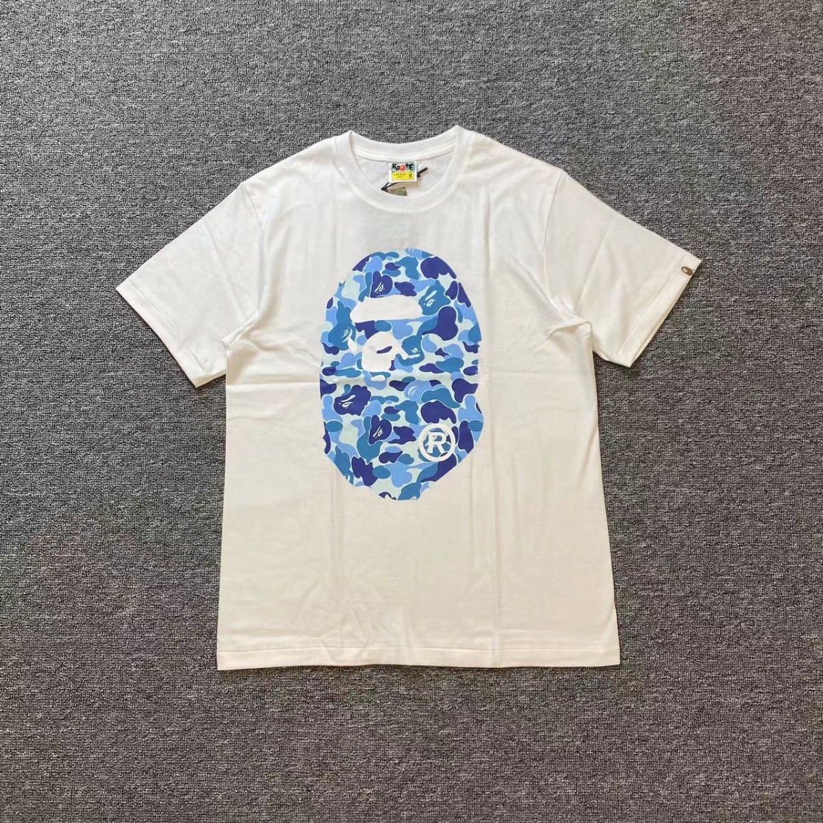 BAPE T-shirt Blue Camo Ape Head White