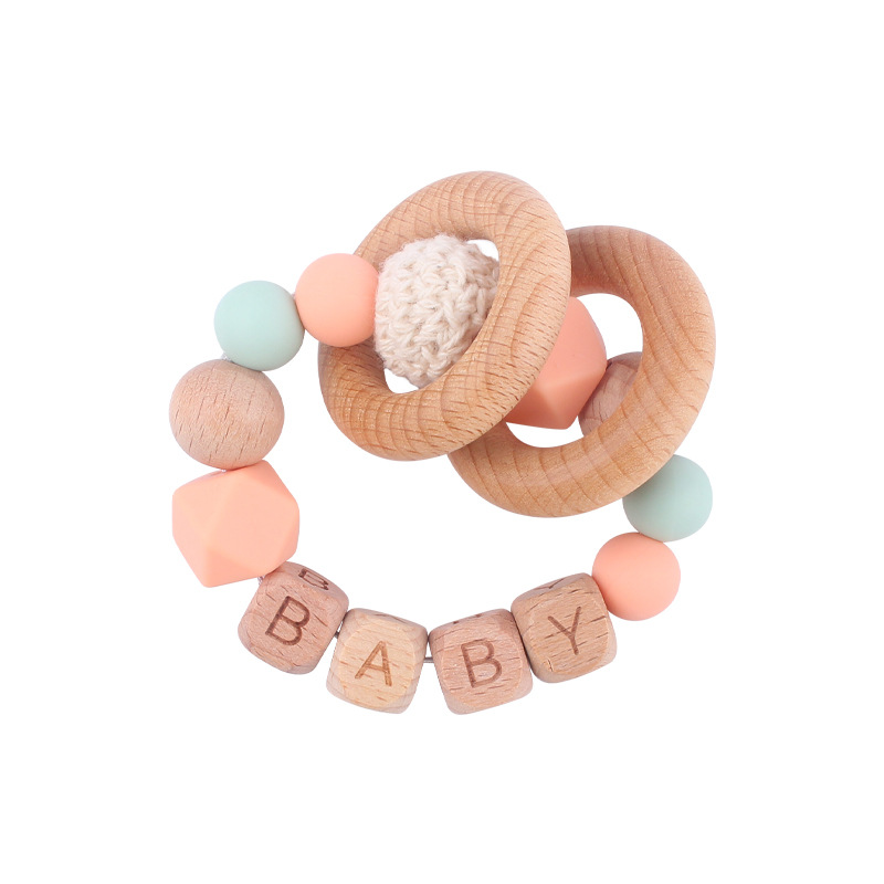 Nuevos suministros para bebés Beech carta DIY nombre calmante bebé cuentas de silicona Beech teether pulsera juguete
