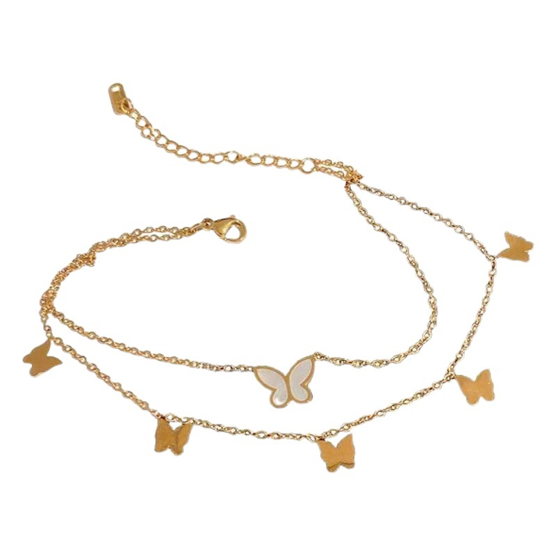 Mariposa tobillera verano de las mujeres de alto grado 2023 nueva moda tobillera Acero de titanio no se desvanece sexy tobillo nicho mujeres