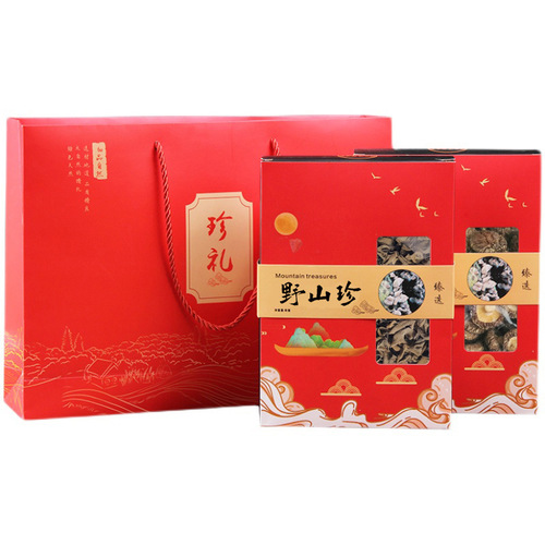 Shaanxi Specialty Black Fungus Mountain Delicacies Mushroom Dry Goods Gift Box North and South Mushroom Dry Goods New Year Festival Gift Pack Mushroom Pack