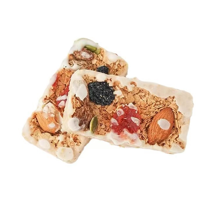 Barra de avena de yogur de nueces empaquetada de forma independiente para distribuir al por mayor 500g de galletas de grano grueso bocadillos rojos de la red barra de avena