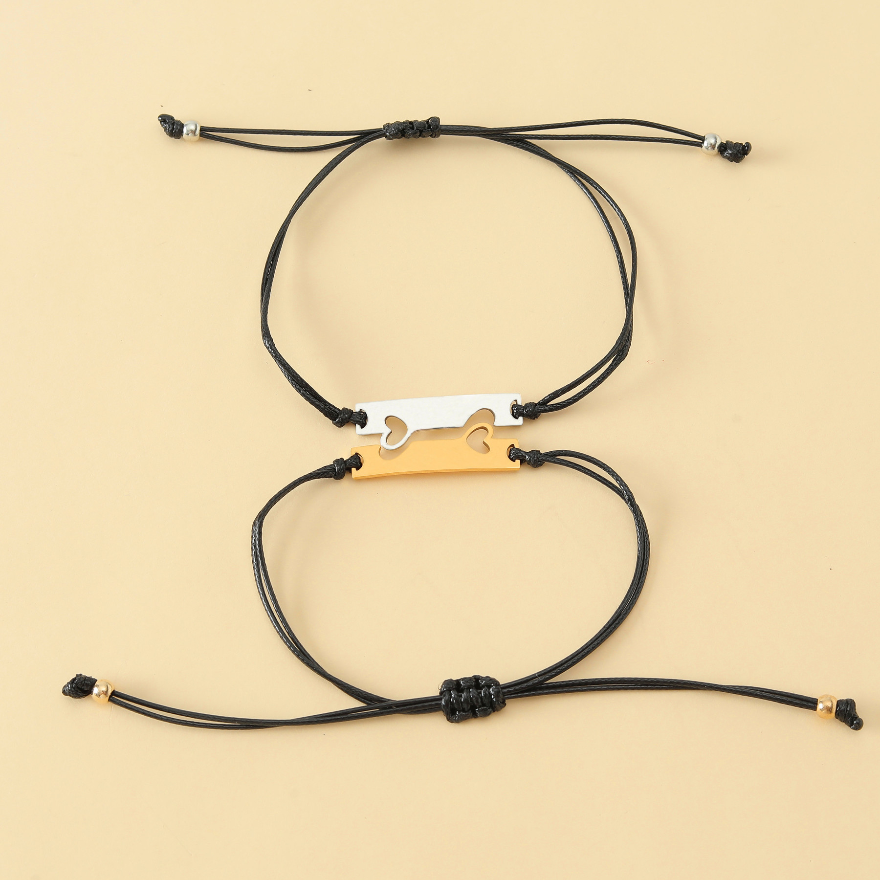 1 Piece Fashion Heart Shape Stainless Steel Wax line Handmade Unisex Bracelets