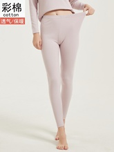彩棉女士秋裤舒绒棉磨毛秋冬季加厚修身保暖棉毛裤排汗中厚线裤