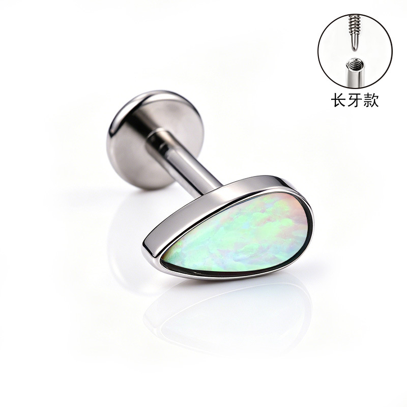 F136 Titanium Alloy Ear Studs, Carved Bone Studs, Long Tooth Style with Zirconia, Lip Studs, G23 Titanium Body Piercing Jewelry detail image 24