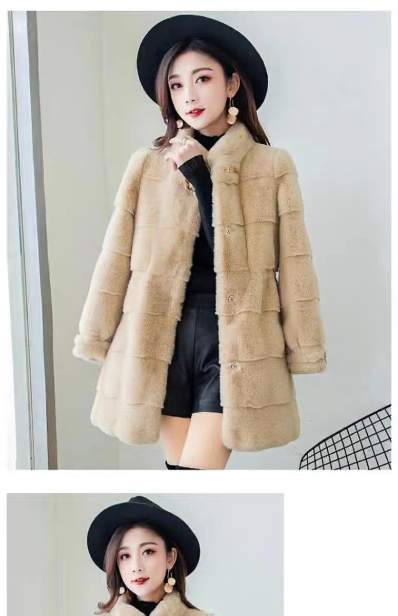 Damenbekleidung Angebot an dänischem Nerz Herbst und Winter neuer Pelzmantel für Damen mittlere Länge schlankmachender schlanker Nerzsamt Damenbekleidung_voghion.com