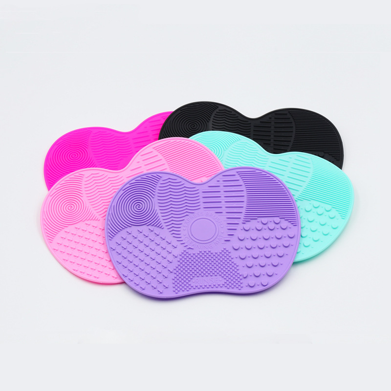 Silicona Apple lavado cepillo pad portátil maquillaje cepillo con ventosa herramienta de limpieza silicona tamaño pequeño Apple pad en stock