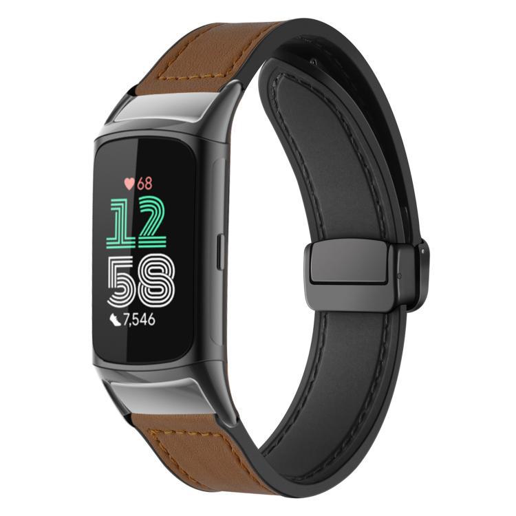 xDfind Crazy Horse Silicone Bracelet Magnetic Buckle para Fitbit Charge 5 / Charge 6