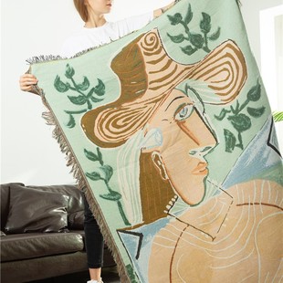 Original Picasso Girl Painting Matisse White Collar Lady Tapestries Decorative Blanket Casual Blanket Cover Blanket Blanket Sofa Blanket