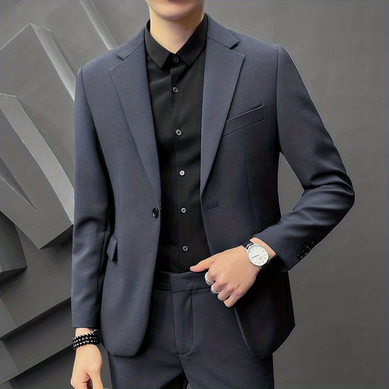 双排扣西装男商务正装修身韩版痞帅高级感休闲西服英伦风春秋外套|undefined