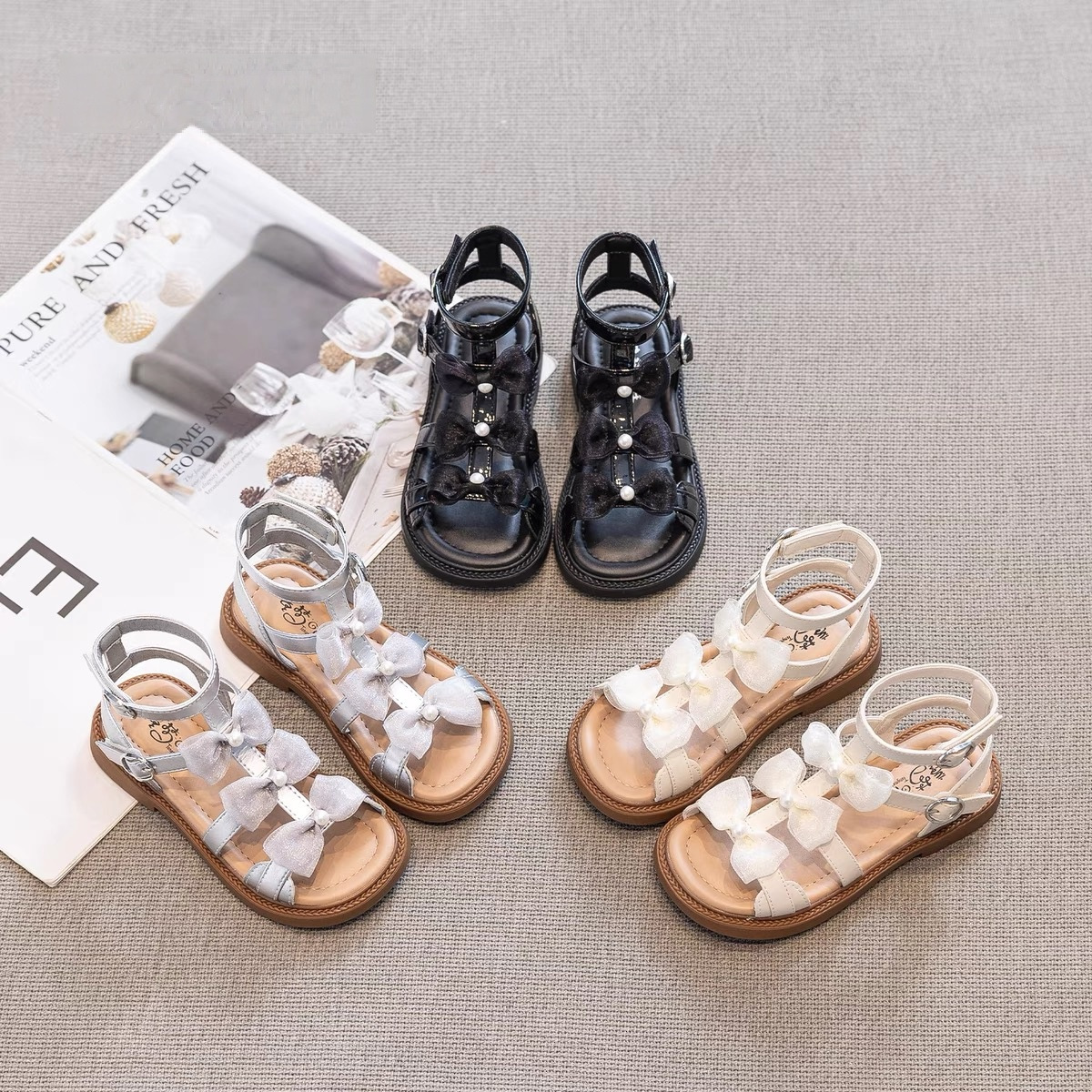 Sandalias romanas altas para niñas verano 2025 nueva moda bowknot zapatos de princesa para niños sandalias de playa para niñas image 2