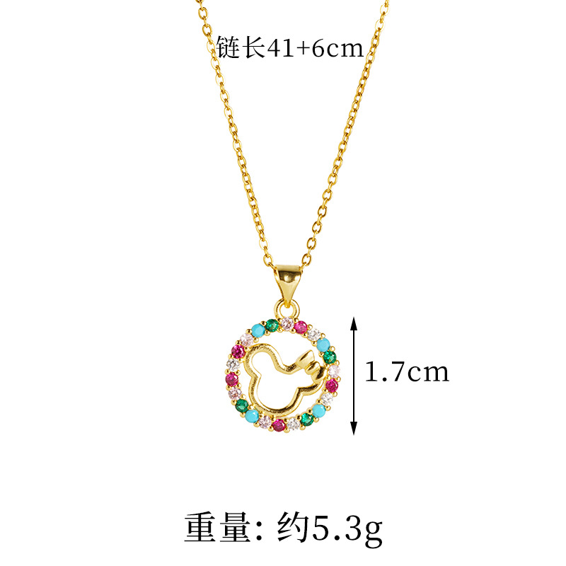 Collar de oro de arena antigua, anillo de diamantes de colores, pendientes de Mickey Mouse, sentido del diseño pequeño, fuente de joyería que no se desvanece durante mucho tiempo