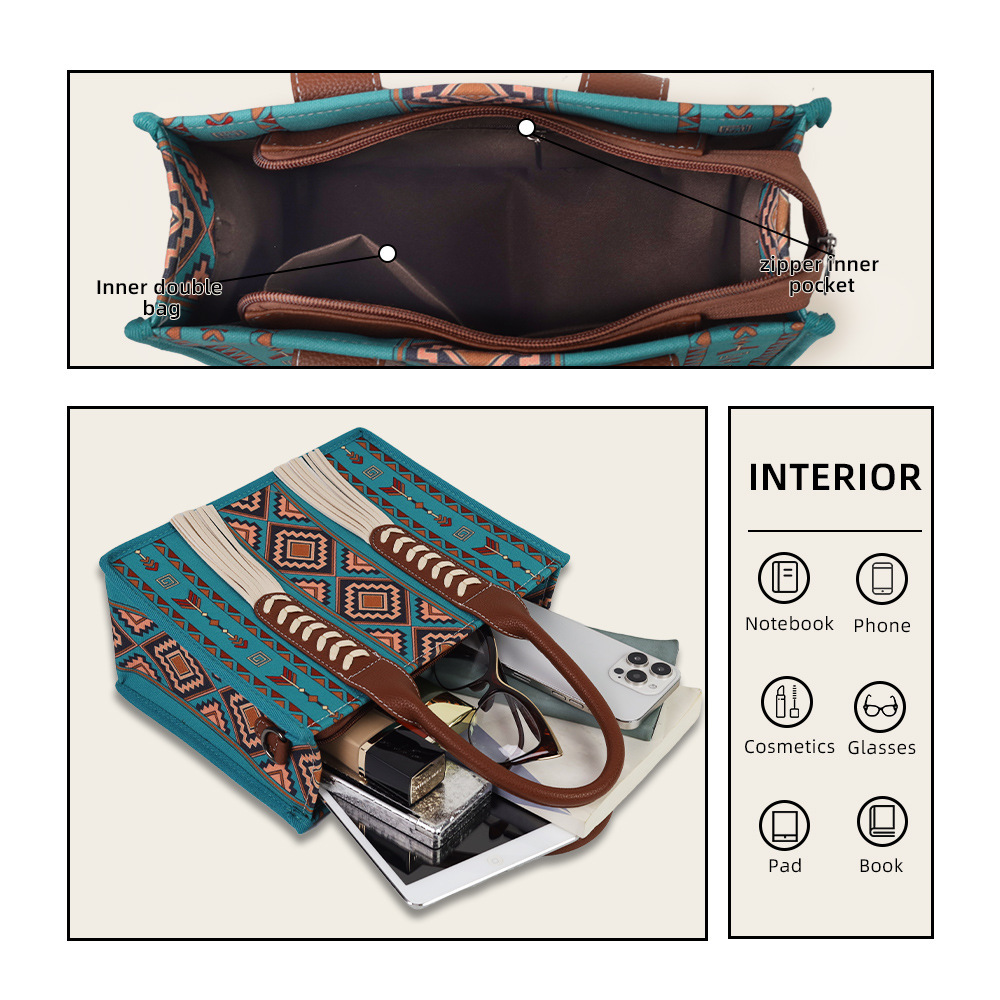 Ethnisch inspirierte Canvas-Tasche