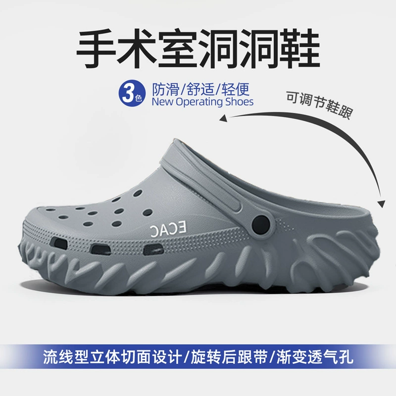 [手术室拖鞋男士夏季防滑防臭2025新款医用厚底eva洞洞鞋男款外穿]