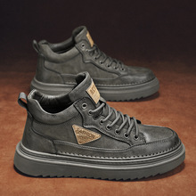 202秋冬款男士小中帮板鞋时尚百搭青年加绒工装鞋高品质棉鞋潮鞋