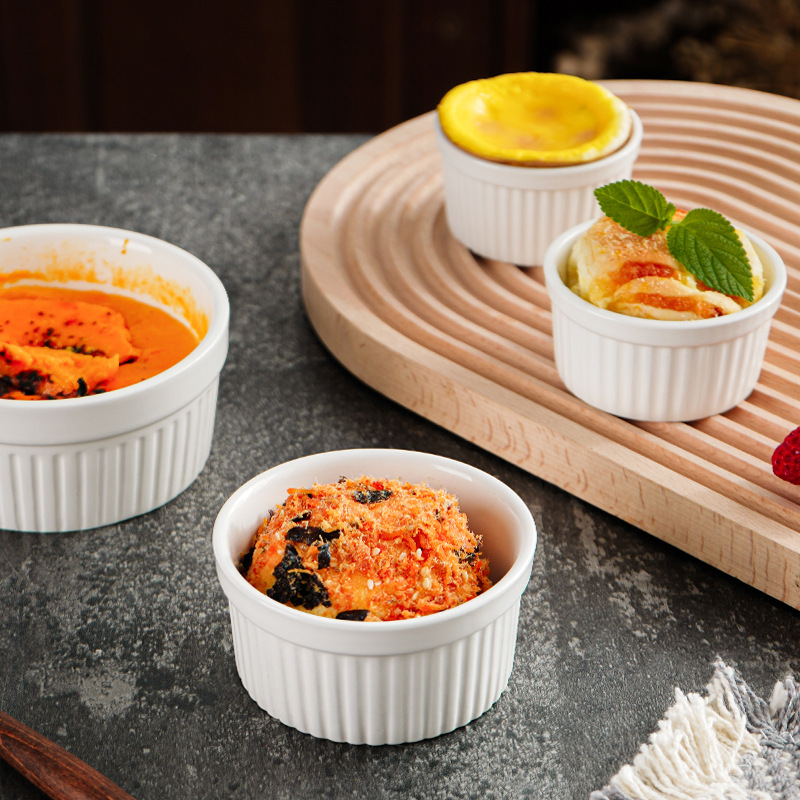 Cerámica shufulei tazón para hornear doble piel leche postre tazón pudín taza pastel al vapor tazón de pan taza de rayas molde para hornear