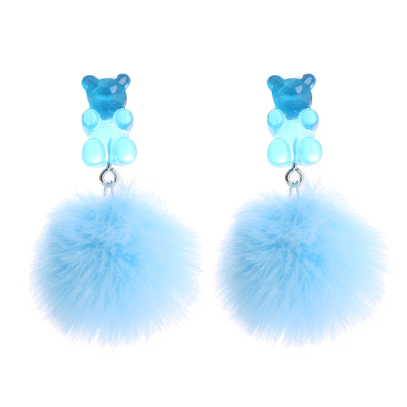 18g Weight Earrings Classification 1 Pair Quantity Daily Occasion Resin Material Bear Pattern Women'S Gender Epoxy Design Fashion Style Fashion Bear Resin Epoxy Women's Earrings 1 Pair 5