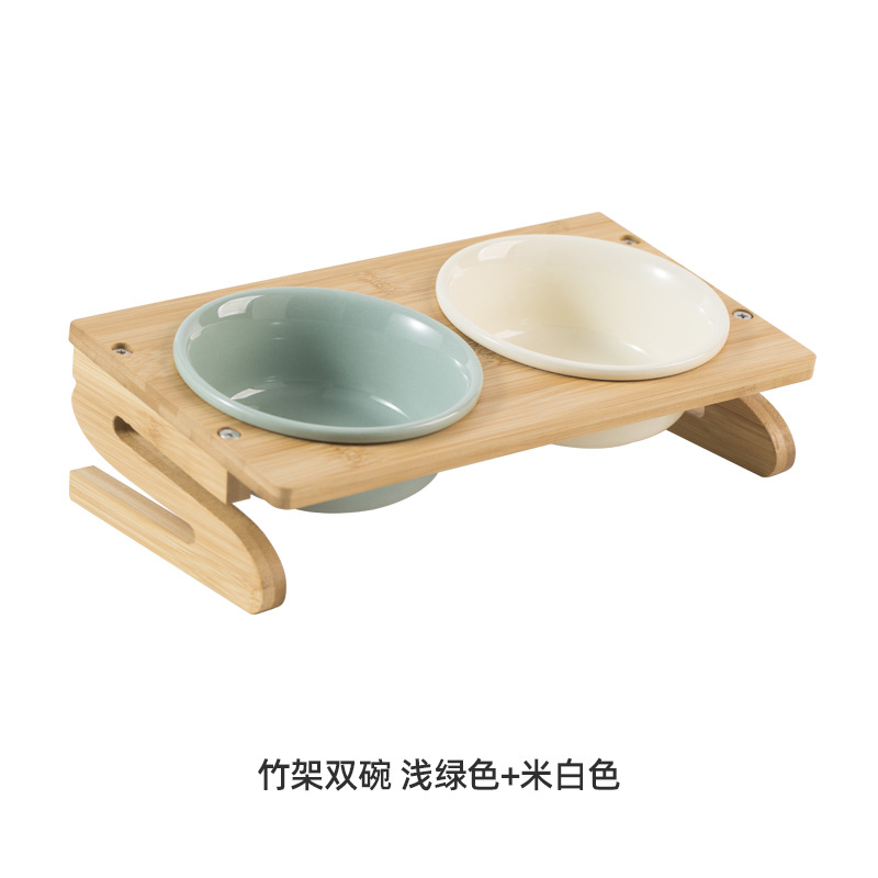 Tazón de cerámica gato tazón de comida para gatos tazón de perro tazón de beber tazón doble tazón de protección cervical suministros para mascotas