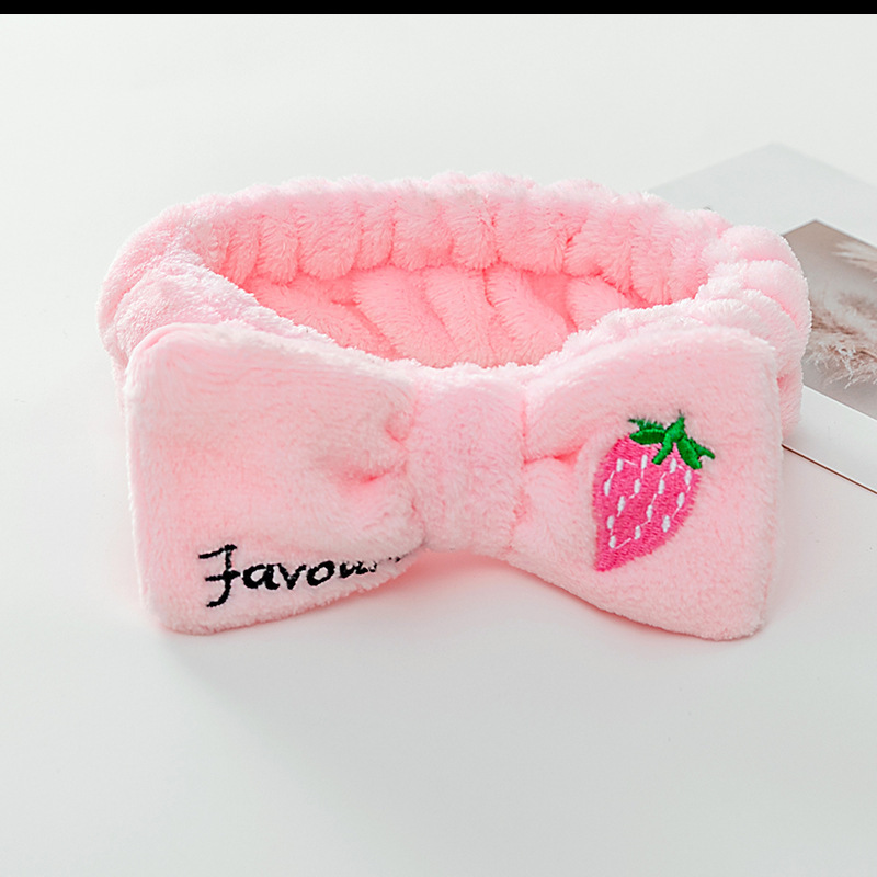 [Pequeña venta al por mayor] lavado de cara máscara de maquillaje de todo fósforo Linda fresa bordado arco banda de pelo