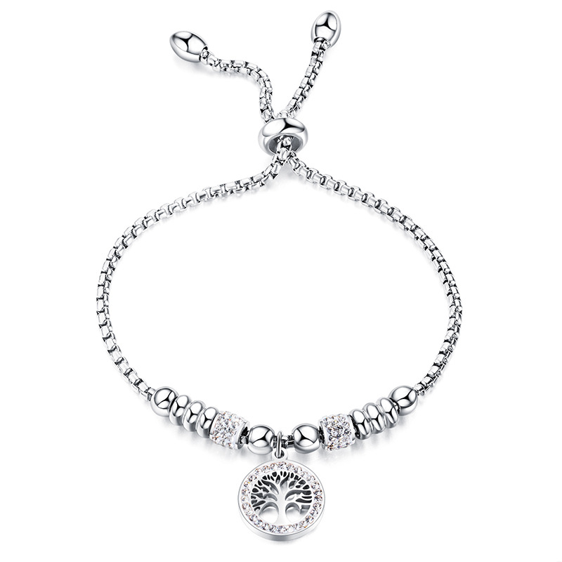 Women'S Gender Inlay Design Simple Style Tree Stainless Steel Inlay Zircon Bracelets 1 Piece
